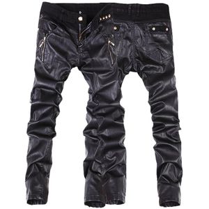 Verkoop Mode Mannen Lederen Broek Slim Fit Skinny Jeans Motorfiets Broek Maat 28-36 B104