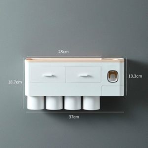 Punch-Gratis Tandenborstel Houder Automatische Tandpasta Dispenser En Cup Muur Gemonteerde Wassen En Opslag Rack Badkamer Set