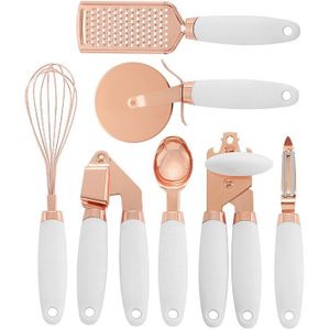 7Pc Rose Goud Keuken Gadget Set Blikopener Aardappel Koken High-End Knoflookpers Pizza Cutter Keukengerei Gereedschap accessoires Sets