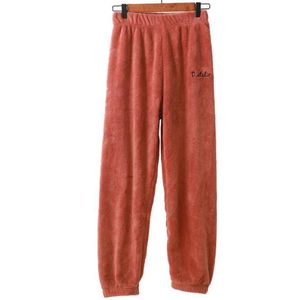 Casual Losse Pyjama Winter Warme Coral Fleece Effen Kleur Pyjama Comfortabele Huidvriendelijke Eenvoudige All-Wedstrijd Broek