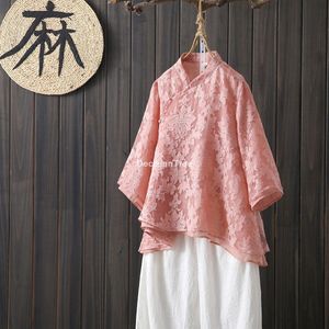 Vrouwen Kleding Bloem Borduren Tops Tang Kostuum Chinese Stijl Shirts Traditionele Qipao Cheongsam Blouse Voor Dame