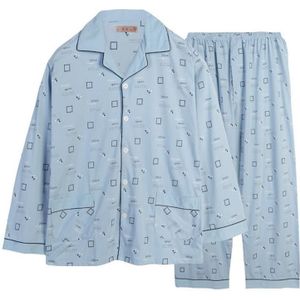 mannen Plus Size Lange Mouwen Turn-down Kraag Nachtkleding Set Zachte 100% Katoenen Pyjama Nachthemd homewear 5XL
