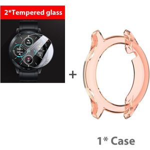 2-In-1 Protector Case + Screen Protector Voor Huawei Honor Horloge Magic 2 46Mm Soft Tpu beschermende Cover Shell Gehard Glas Film