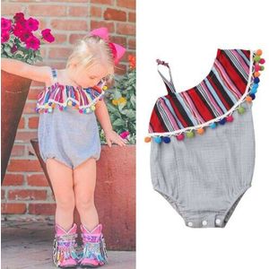 Pasgeboren Baby Baby Girl Rainbow Tassel Romper Een Stuk Jumpsuit Katoen Ruche Kleding Meisjes Kleding Mexicaanse Outfit