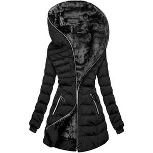 Mode Vrouwen Hooded Afneembare Uitloper Dames Warme Jas Lange Gewatteerde Slanke Jas Winter Dikke Warme Jas Vrouwelijke Dames