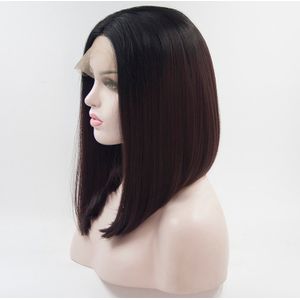 13*4 Synthetisch Haar Bob Lace Front Pruiken Pre Geplukt Rechte Kant Frontale Pruik Lace Front Korte Bob Pruik