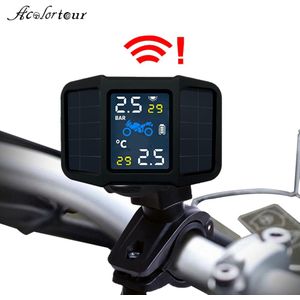 Universal Motorcycle Inbraakalarm Solar Bandenspanning Monitoring Tpms 2 Externe Sensor Tyre Temperatuur Alarmsysteem
