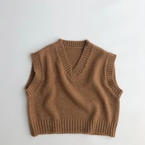 Herfst Baby Jongens Gebreide Vesten V-hals Mouwloze Truien Tops Koreaanse Stijl Peuters Kids Casual Zachte Vesten