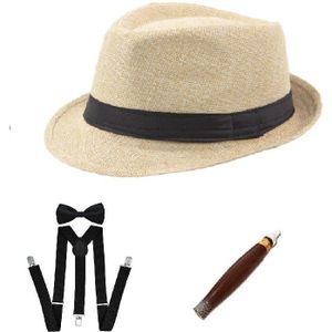 Bestseller Mannen 20's 1920 S Gatsby Gangster Kostuum Accessoires Set Panama Hoed Bretels