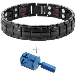 FINE4U B389 Heren Titanium Magnetische Armbanden Artritis Relief Pijn Gezondheid Dubbele Rij 4 Elements Sterke Magneten