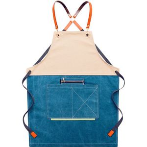 Denim Vrouwen Schort Keuken Accessoires Patchwork Pocket Koffie Overgooier Huis Schoonmaken Slabbetjes Cafe Shop Koken Bakken Accessoires