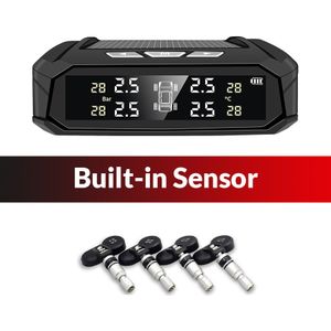 Acceo K10 Solar Power Auto Tpms Digitale Lcd Display Car Security Alarm Tire Pressure Monitoring System Met 4 Sensoren