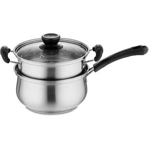 Roestvrij Stalen Pot 1.5l Soeppan Koken Multi-purpose Kookgerei Met Stoomboot Pot Keuken Non-stick Pan Algemene gebruik