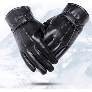 Winter mannen Dikke PU Lederen Handschoenen Klassieke mannen Drie Lederen Handschoenen Zwart Thicken Handschoenen