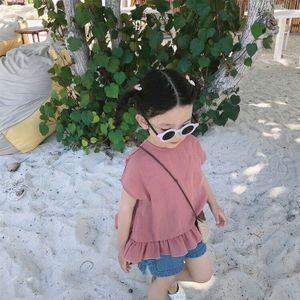 Zomer Baby Meisjes Blouses Ruches Tops Koreaanse Stijl Kids Kleding Kinderen Backless Leuke Shirts