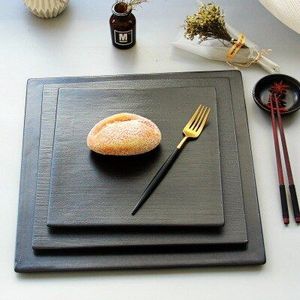Keramische Servies Vierkante Rechthoekige Gerechten Sushi Plaat Cake Steak Bbq Westerse Speciale Zwarte Japanse Pot Vlakke Plaat 1229