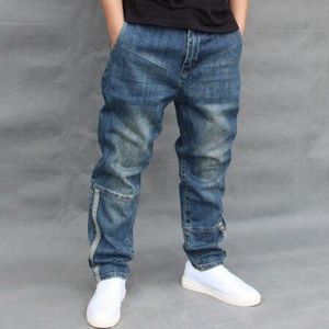 Heren Zomer Denim Harembroek Losse Plus Size Hip Hop Streetwear Rits Jeans Mode Baggy Jogger Broek Elastische Potlood Broek