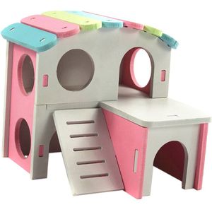 Kleine Huisdier Cavia Hamster Huis Houten Cabine Klim Speelhuis Kooi Speelgoed