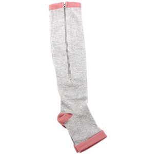 1 paar Unisex Vrouwen Mannen Rits Compressie Sokken Voet Pijnbestrijding Comfortabele Zachte Knie Hoge Magic Spataderen Open Teen sokken