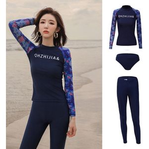 Vrouwen Lange Mouwen Rash Guard Wetsuit Uv Zon Bescherming 3Pcs Badpak Surfen Zwemmen Gewatteerde Overhemd Met Leggings Volledige trainingspak