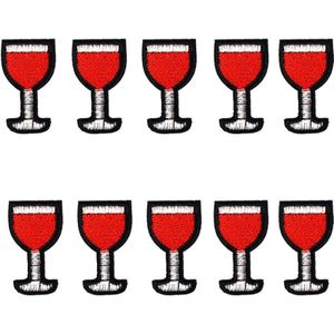 Diy Rode Wijn Glas Patches Voor Kleding Ijzer Geborduurde Patch Applique Ijzer Op Patches Naaien Accessoires Stickers Voor Kleding