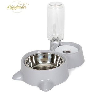 Nicrolandee Huisdier Dubbele Kommen Automatische Water Voedsel Bowl Set Afneembare Rvs Pet Feeder Voor Kleine Middelgrote Hond Kat
