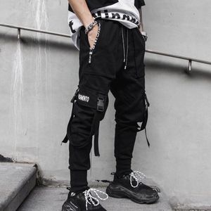 Afneembare Multi-Pocket Cargo Broek Mannen Harajuku Hip Hop Streetwear Lint Joggers Man Elastische Taille Joggingbroek Broek HH146