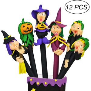 12 stks Halloween Balpen Polymeer Klei Wizard Heks Rollerball Party Gunsten (Willekeurige Stijl)