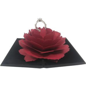 Vouwen Bloem Ring Doos Roterende Rose Ring Box Verjaardag Valentijnsdag Wedding Sieraden Display Dozen