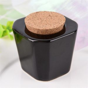 1 Stks/partij Porselein Materiaal Wit/Zwarte Kleur Nail Art Acryl Glas Dappenglaasje Liquid Powder Container