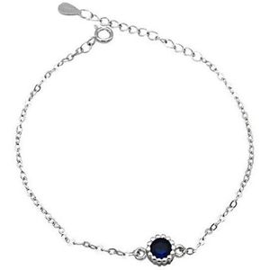 Pofunuo 925 Sterling Zilver Minimalistische Chic Vrouwelijke Armbanden Luxe Sapphire Charm 16 + 3 Cm Link Chain Armbanden Leuke Vrouwen