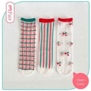 3 Paren/partij Zomer Meisjes Sokken Mooie Dot Bloem Kristal Zijde Kids Socking Kinderen Baby Meisjes Mesh Ademende Elastische Kant Sok
