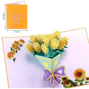 Handgemaakte 3D Pop Up Wenskaart met Envelop Blossom Zonnebloem Afstuderen Card voor Leraar