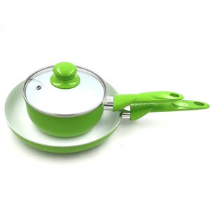Master Star Apple Groene Pan Set Ontbijt Steelpan Omelet Maker 24cm Koekenpan Kookgerei Voor Kinderen Met 16cm soeppan