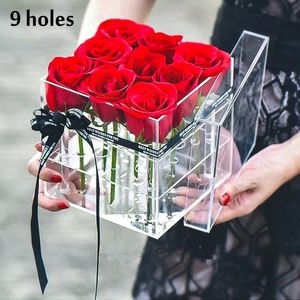 Rose Bloem Doos Transparant Acryl Make Organizer Materiaal Cosmetische Case Houder Met Deksel Make Organizer Voor Valentijnsdag