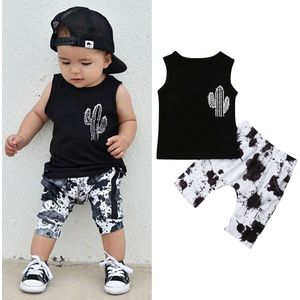 2 Stuks Peuter Kids Baby Boy Kleding Mouwloos Vest Tops Print Harem Shorts Pant Bottom Kleding Set