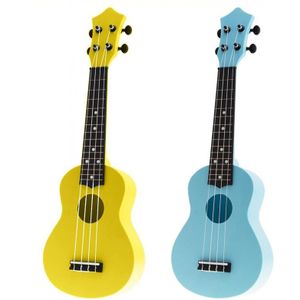 2 Stuks 21 Inch Akoestische Ukulele Uke 4 Snaren Hawaii Gitaar Gitaar Instrument Voor Kinderen En Muziek Beginner-Blauw & Geel