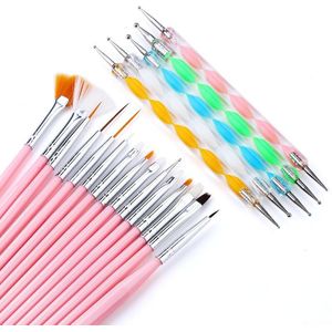 20 Stks/set Kolinsky Nagelborstel Voor Manicure Gel Nail Art Pen Voor Schilderen Nagellak Art Gereedschap Ombre Borstel Voor gradiënt