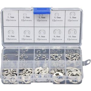 120/200 Pcs 304 Rvs E Clip Washer Assortiment Kit Borgring Borgring Voor As Fastener M1.5 ~ m10