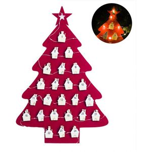 3D DIY Vilt Kerstboom Met Verlichting Thuis Xmas Decoratie Kid Xmas Speelgoed Jaar Navidad Kerstversiering