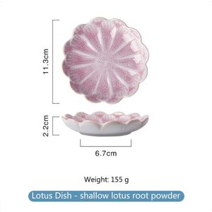 1Pcs Mooie Retro Lotus Porselein Plaat Porselein Oven Geglazuurde Bloem Diner Plaat Jam Fruitschaal Party Snack Plaat