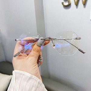 Blauw Llight Blokkeren Randloze Bril Frame Vrouwen Spektakel Bijziendheid Transparante Bril Mode Mannen Brillen Auto Driver Bril