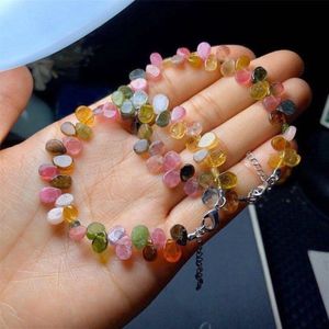 Fijne Kleurrijke Toermalijn Natuurlijke Armbanden Ronde Water Toermalijn Armbanden Voor Vrouwen Girl Beauty Sieraden