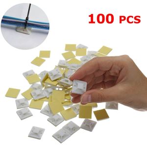 200Pcs 100 Stuks 20X20Mm Zelfklevende Stick-On Mounts Voor Kabelbinders/Routing Looms draad & Kabel Base Klemmen Clip Zwart Wit