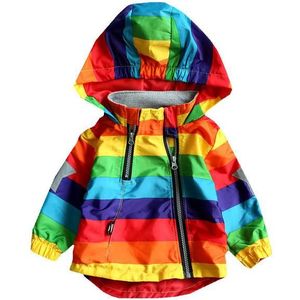 Jongens Meisjes Regenboog Jas Hooded Zon Water Proof Kinderen Jacket Voor Lente Herfst Kids Kleding Kleding Uitloper