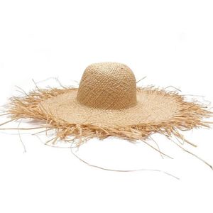 Handgemaakte Vrouwen Stro Zon Hoeden Grote Brede Rand Gilrs Natuurlijke Raffia Panama Beach Straw Zon Caps Voor