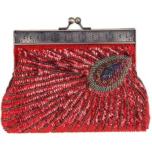 Vintage Sequin Peacock Clutch Bag, Antique Beaded Evening Handbag Clutch Bags, Turquoise Eye Catching Purse for Wedding Purse