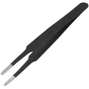 Anti-Statische Platte Vierkante Tip Roestvrijstalen Rechte Pincet 4.7 &quot;Lange Zwarte