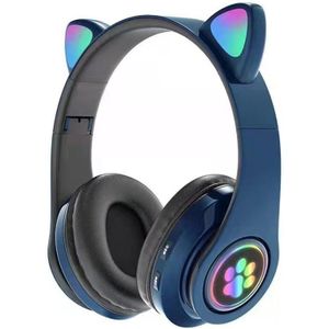 Leuke Kat Bluetooth Hoofdtelefoon Draadloze Headset Opvouwbare Hifi Muziek Stereo Noise Annuleren Koptelefoon Tf Card Voor Kinderen Meisjes