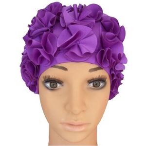 Vrouwen Dames Vintage Stijl Bloemen Bloem Volwassen Badmuts Gratis Size Elastische Zwemmen Hoed Haar Bescherming